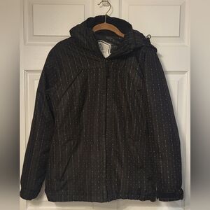 Powder room Microlite 10,000mm Black Micro Striped Snowboard/Ski Jacket  Small